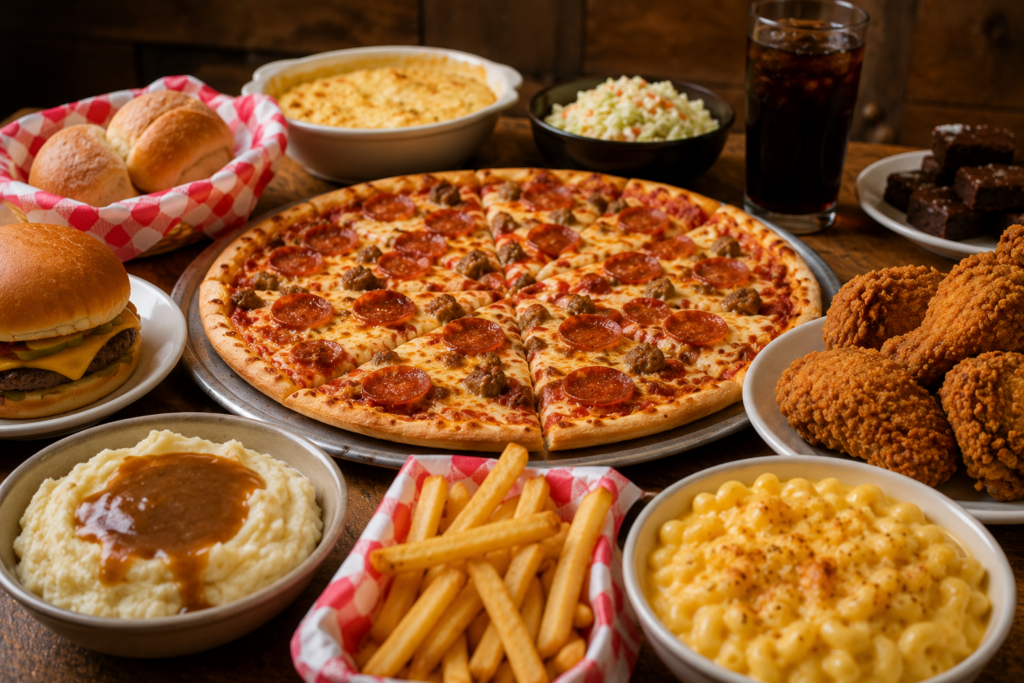 comfort food, pizza history, American food traditions, family dining, classic comfort foods